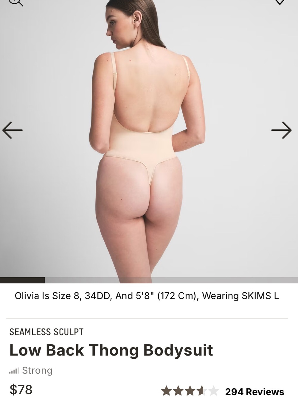 SKIMS Seamless Sculpt Low Back Thong Bodysuit Sand Nude Med NWOT!!